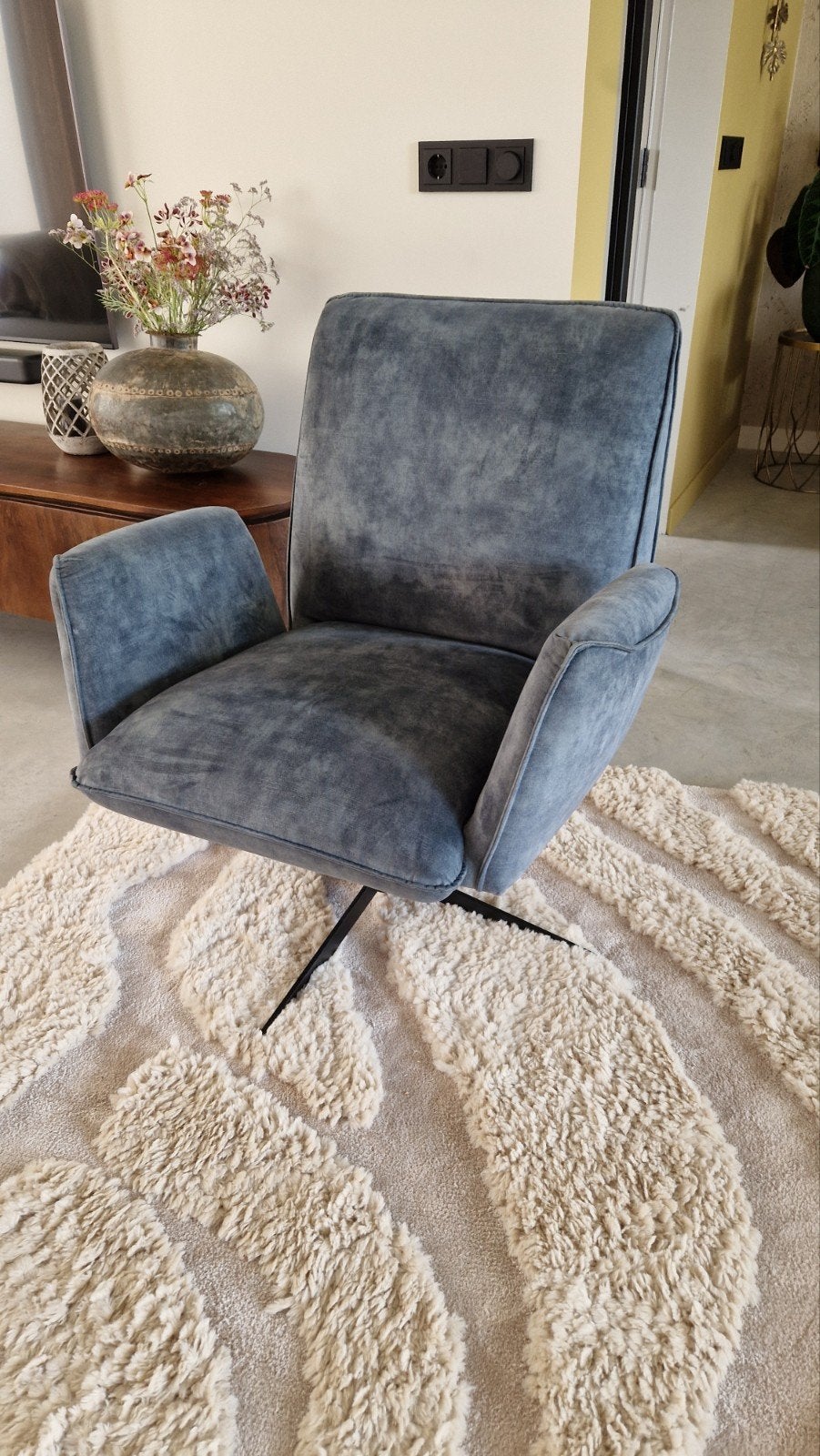 Eleonora Vivian draai fauteuil - Petrol - Zo goed als nieuw, Ophalen, 75 tot 100 cm, Zo goed als nieuw, 75 tot 100 cm