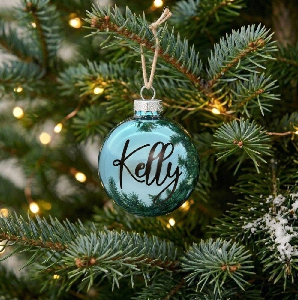 Kerstbal turqoise glans met naam, Diversen, Nieuw, Ophalen of Verzenden, Info@kadoootje.nl, Kadoootje