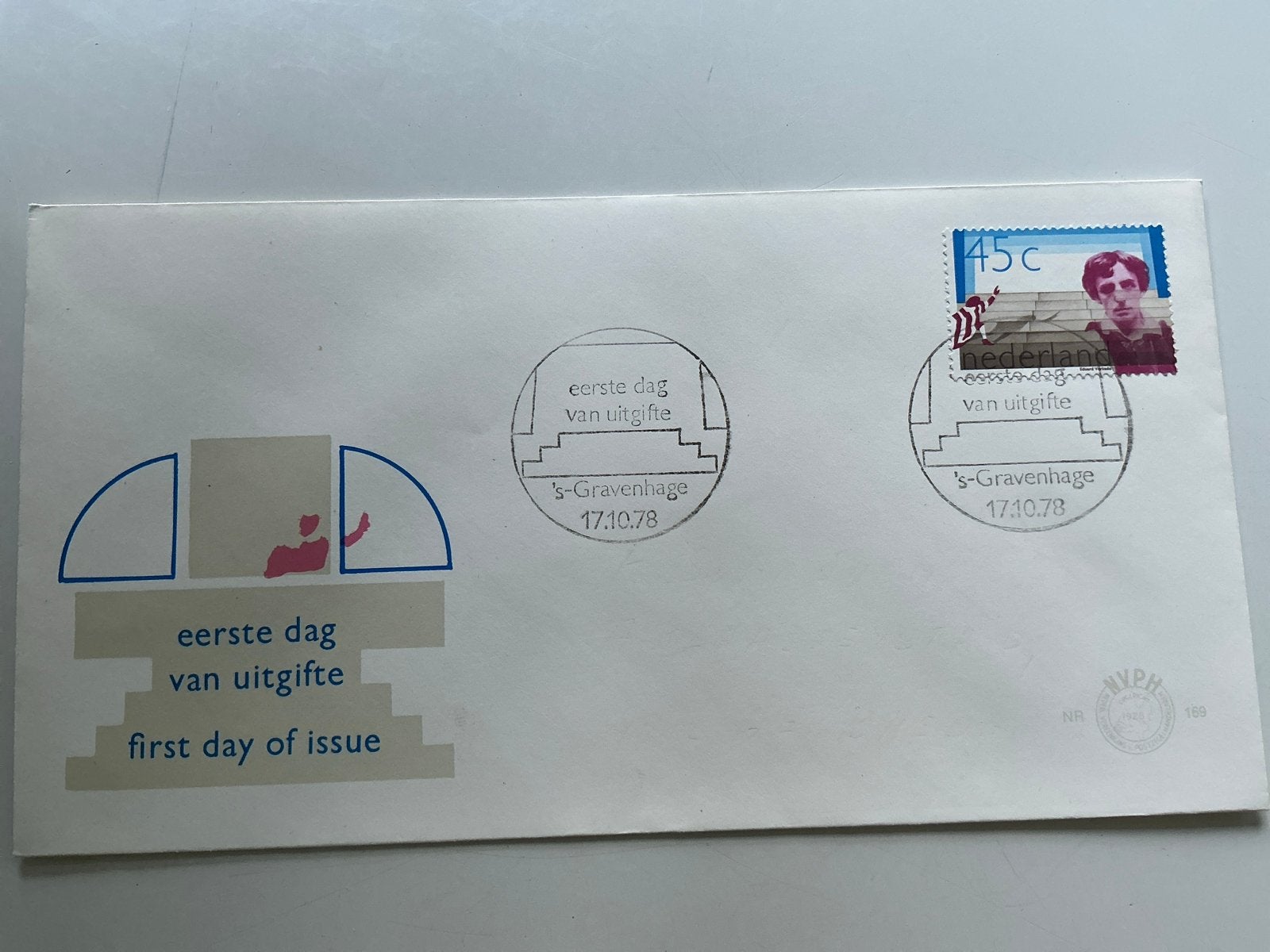 Eerste Dag Envelop (FDC) Nederland 1978 - 45C Postzegel, Postzegels en Munten, Postzegels | Eerstedagenveloppen, Ophalen of Verzenden