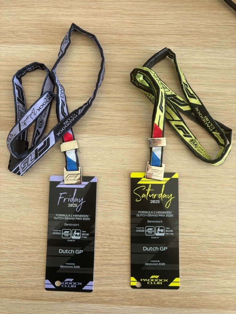 F1 Paddock Club VIP Passes Dutch Grand Prix Zandvoort 2025, Ophalen of Verzenden, Zo goed als nieuw, Formule 1