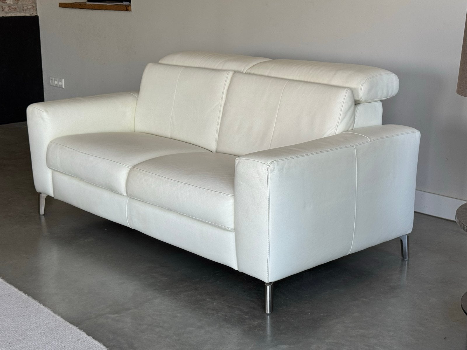 Mavani 2-persoons leren bank - helder wit, X, 150 tot 200 cm, Tweepersoons, Ophalen of Verzenden