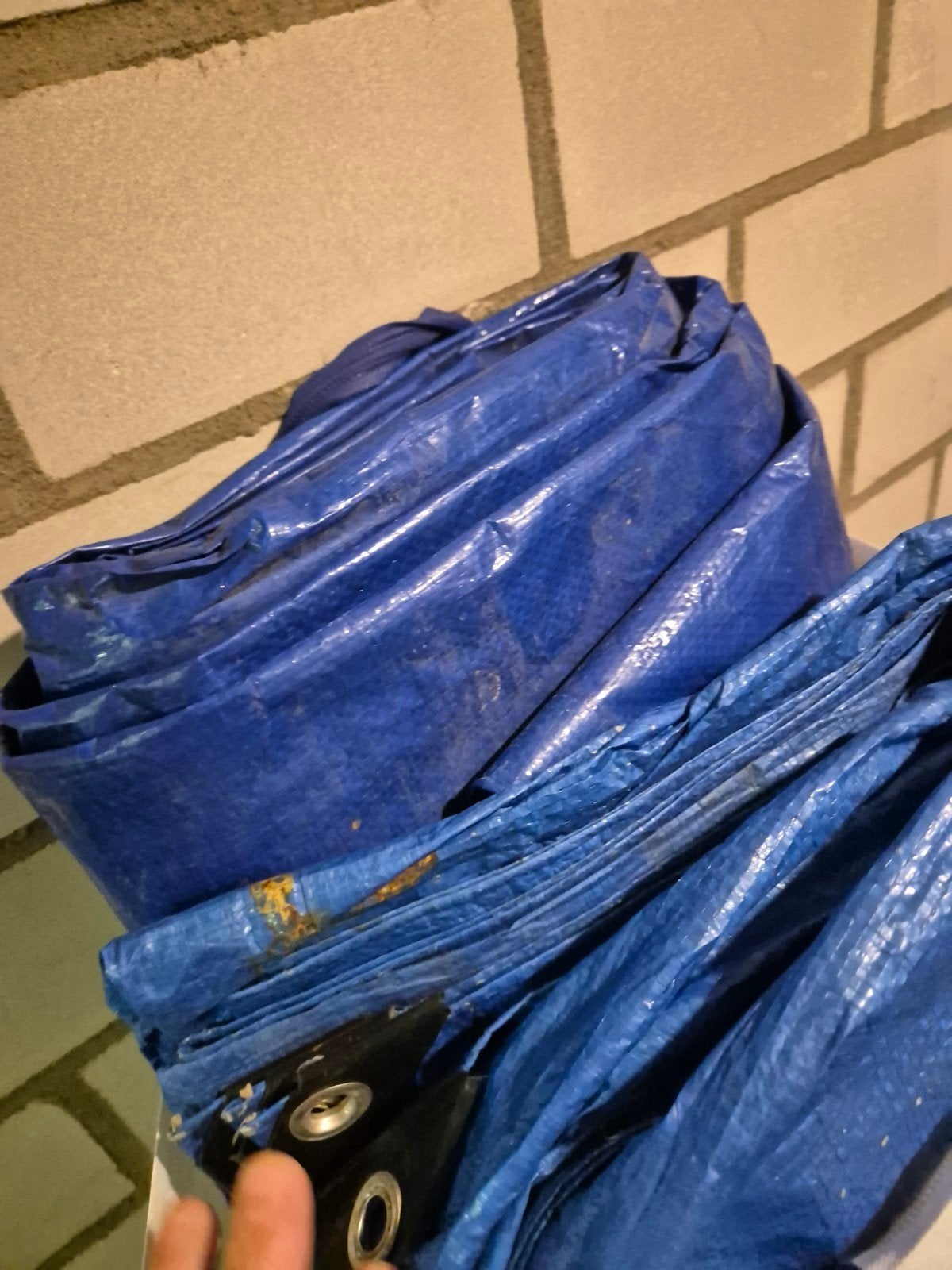 Blauw afdekzeil / dekzeil - Gebruikt, Doe-het-zelf en Verbouw, Ophalen, Gebruikt, 5 tot 10 m², Zeil
