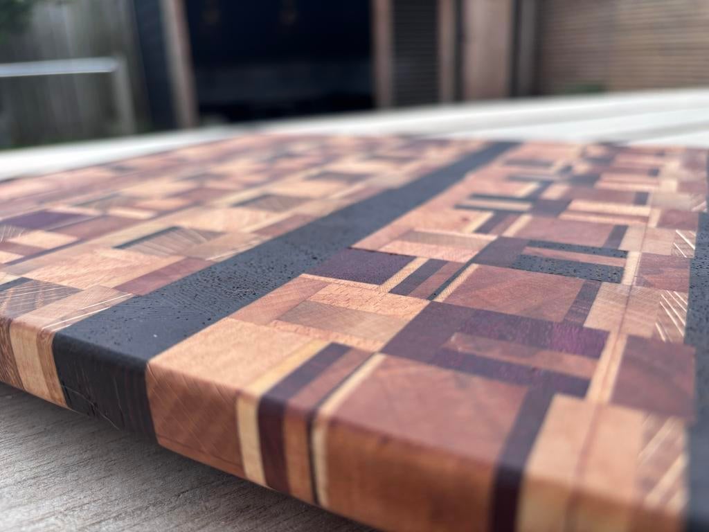 Handgemaakte end‑grain snijplank – chaos patroon, Hout, Snij-/serveerplank, Nieuw, Ophalen of Verzenden
