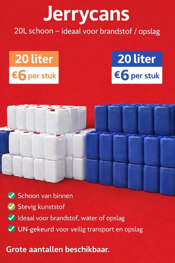 500 stuks Jerrycan 20 Liter en 40 Liter, Auto-onderdelen, Brandstofsystemen, Nieuw, Ophalen