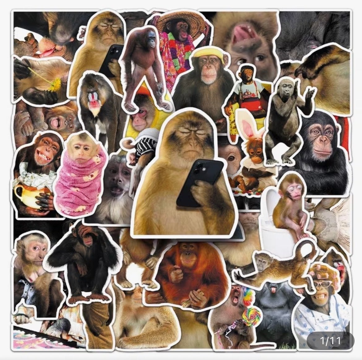 Grappige Apen Stickers - Set van 50 stuks, Verzenden, Nieuw, Meerdere stickers