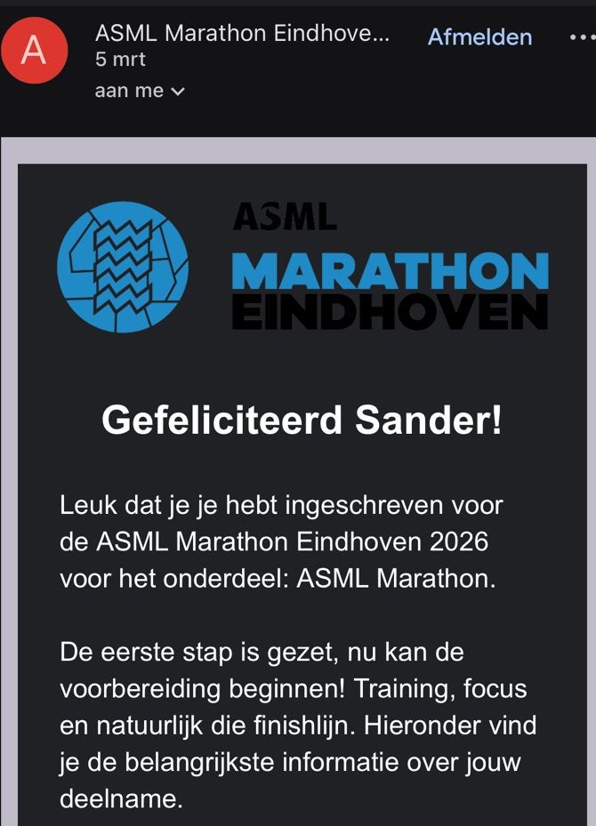 Startbewijs hele marathon Eindhoven, Overige typen, Nieuw, Hardlopen, Ophalen
