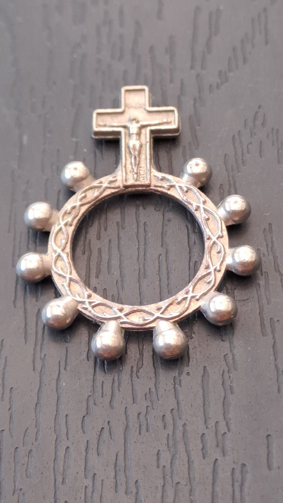 Vintage Rozenkrans Ring met Kruisbeeld - Italië, Antiek en Kunst, Ophalen of Verzenden