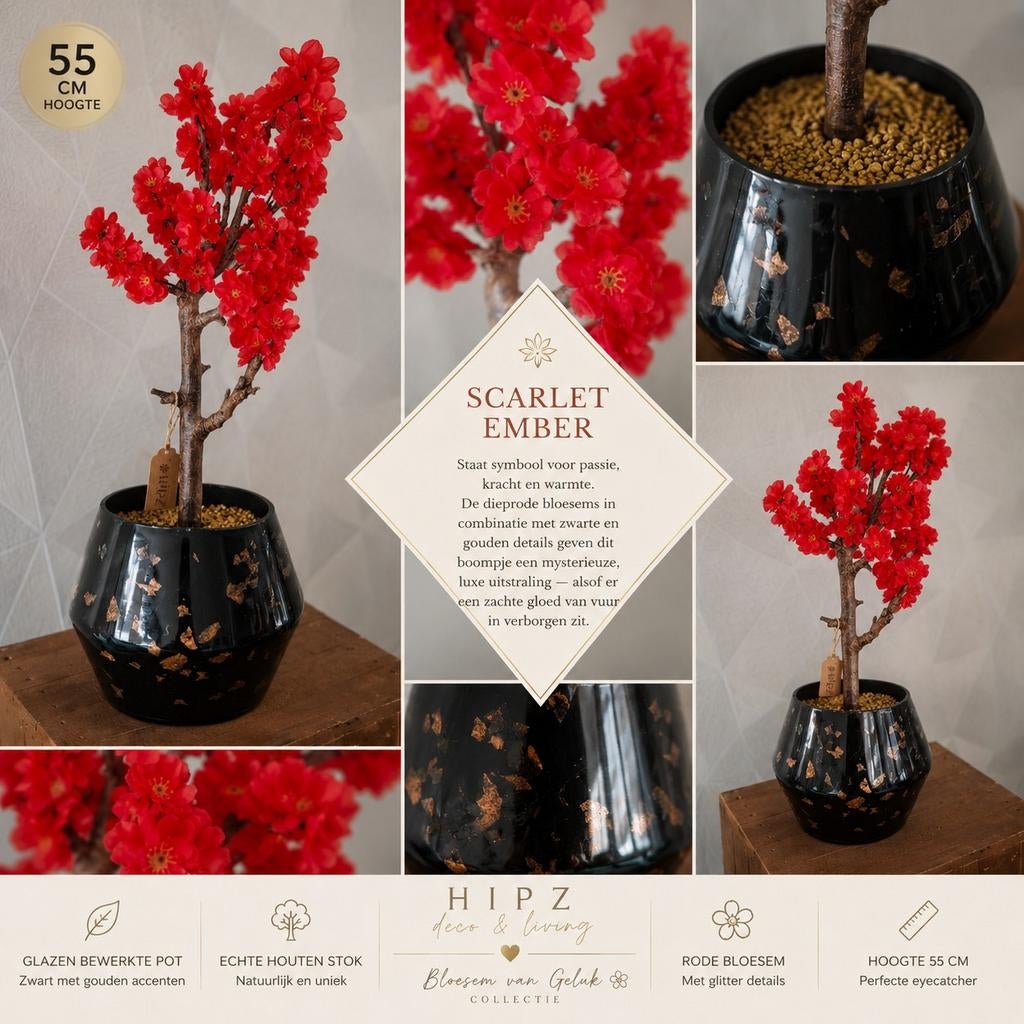 Hipz kunstboom handmade, Natuurlijk materiaal, 55 cm, Nieuw, Overige merken