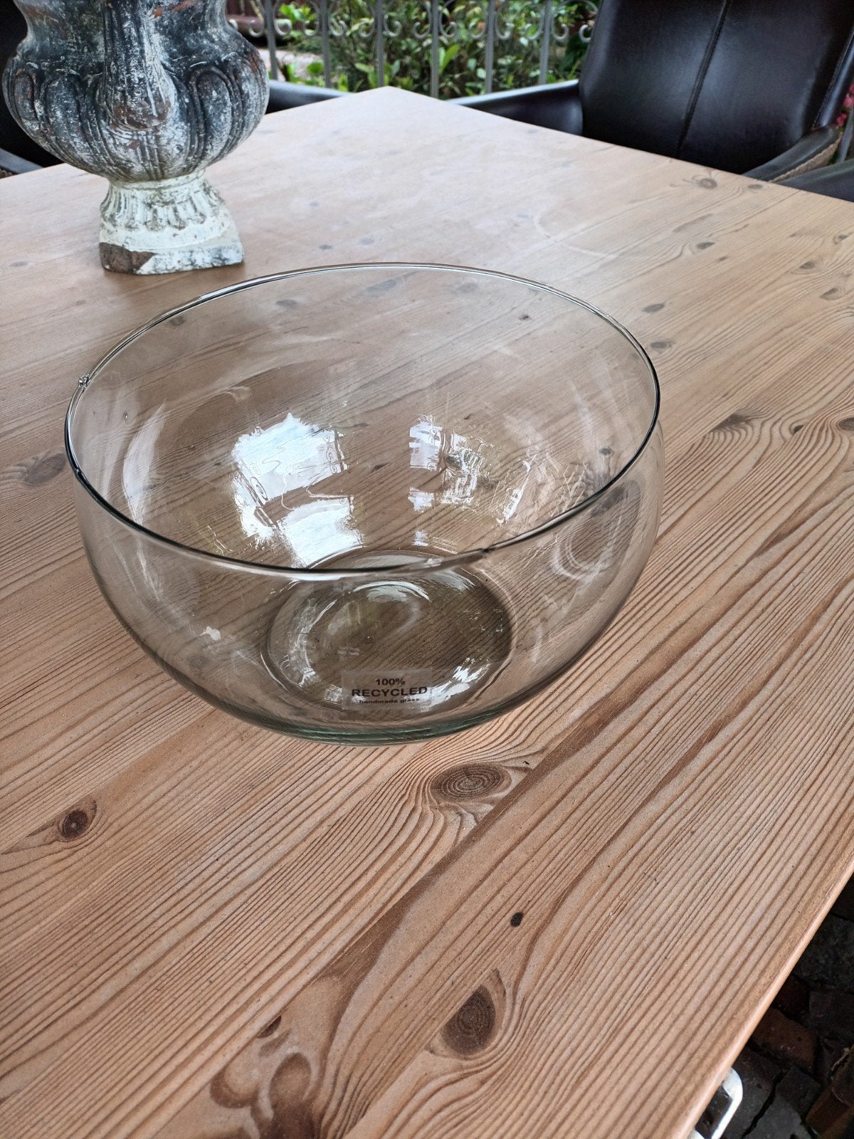 Grote glazen schaal - 100% gerecycled handgemaakt glas, Schaal, Rond, Ophalen of Verzenden, Handgemaakt