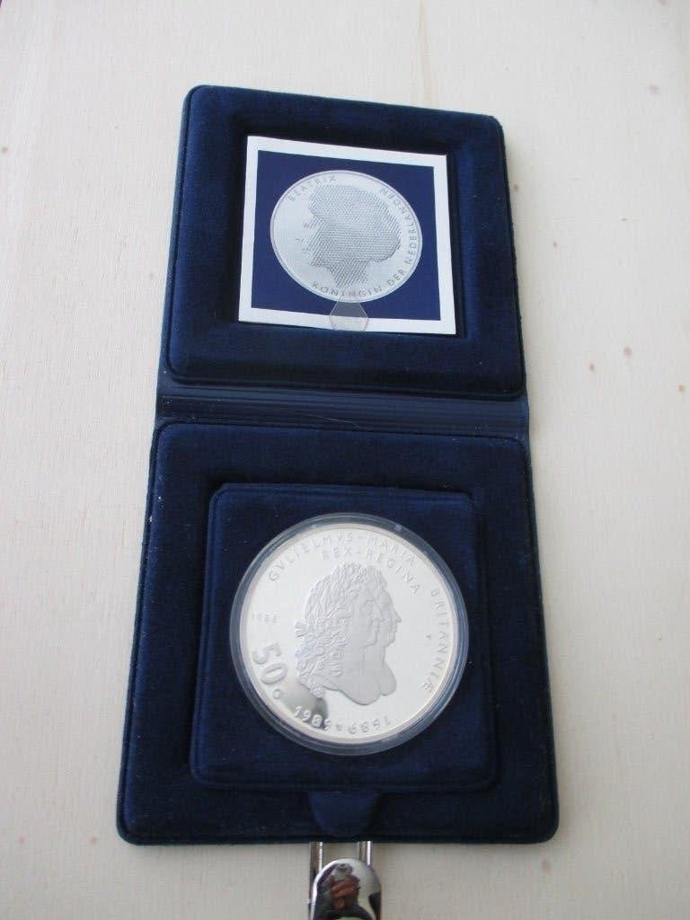 50 gulden 1987 proof, Postzegels en Munten, Koningin Beatrix, Zilver, Ophalen of Verzenden, Losse munt