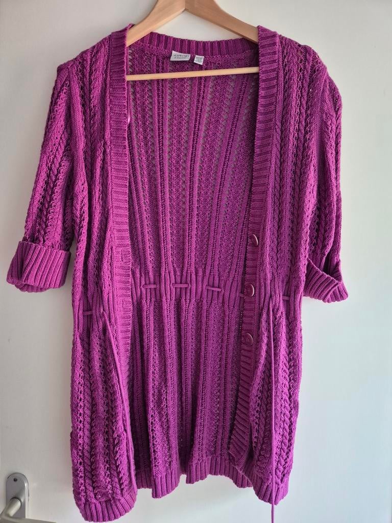 Esprit fuchsia gebreid vest, maat XL, Maat 46/48 (XL) of groter, Ophalen of Verzenden, Zo goed als nieuw, Roze