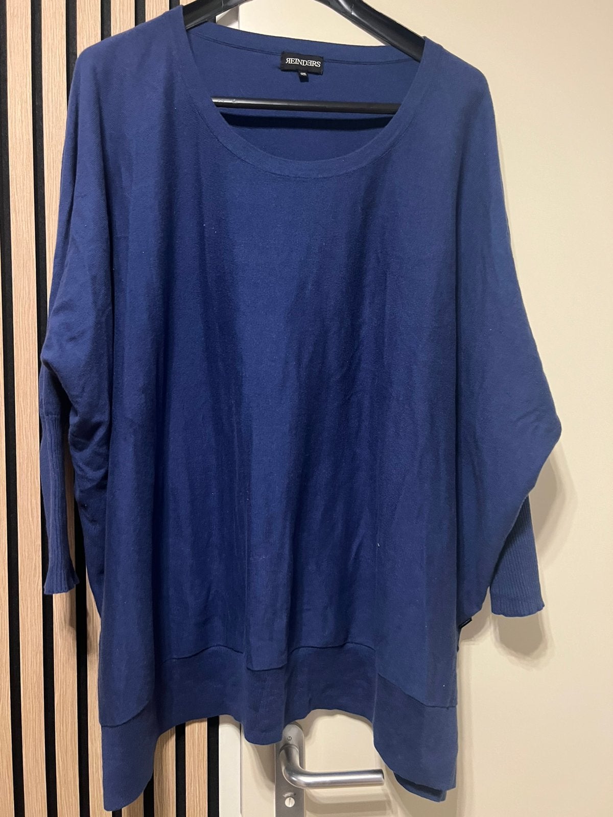 Reinders mooie blauwe trui/ maat xl/ leuke mouwen, Verzenden, Zo goed als nieuw, Maat 42/44 (L), Blauw