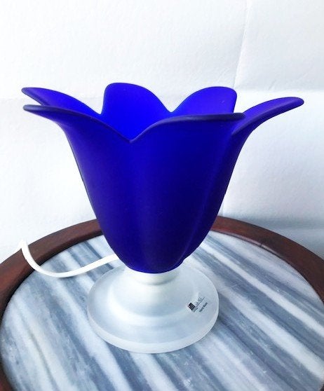 Lamp tulp blauw glas vintage sfeer💑🤗🎁👌, Ophalen of Verzenden