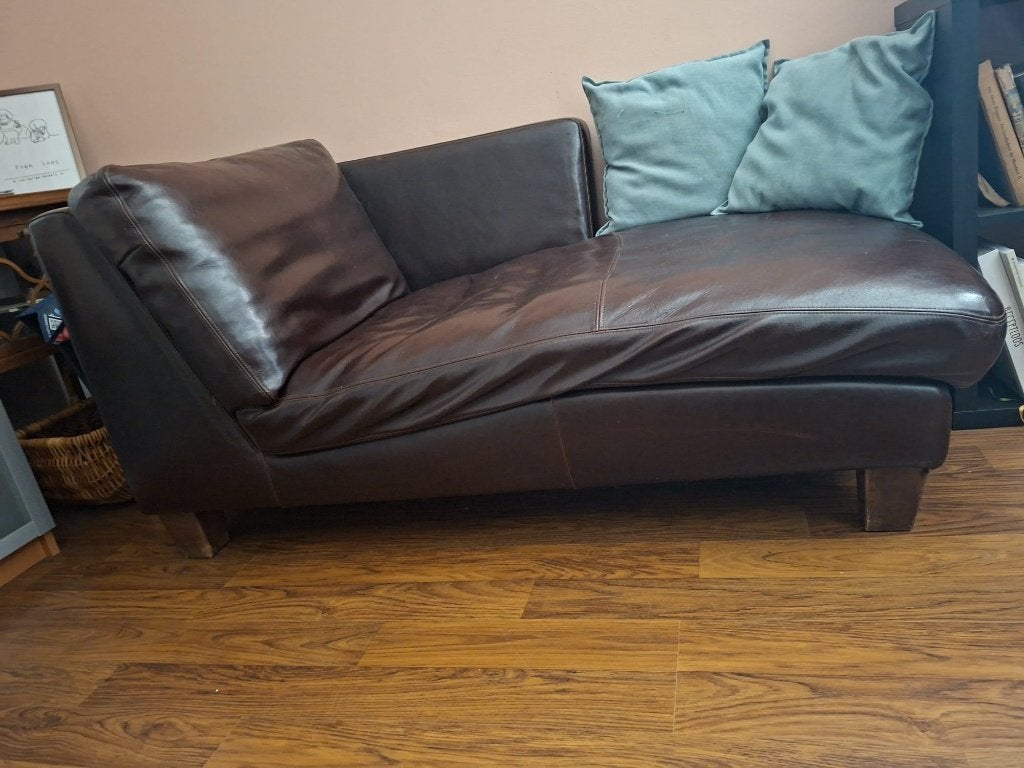 Lederen Chaise longue, bruin, Ophalen, Gebruikt, Eenpersoons, Leer