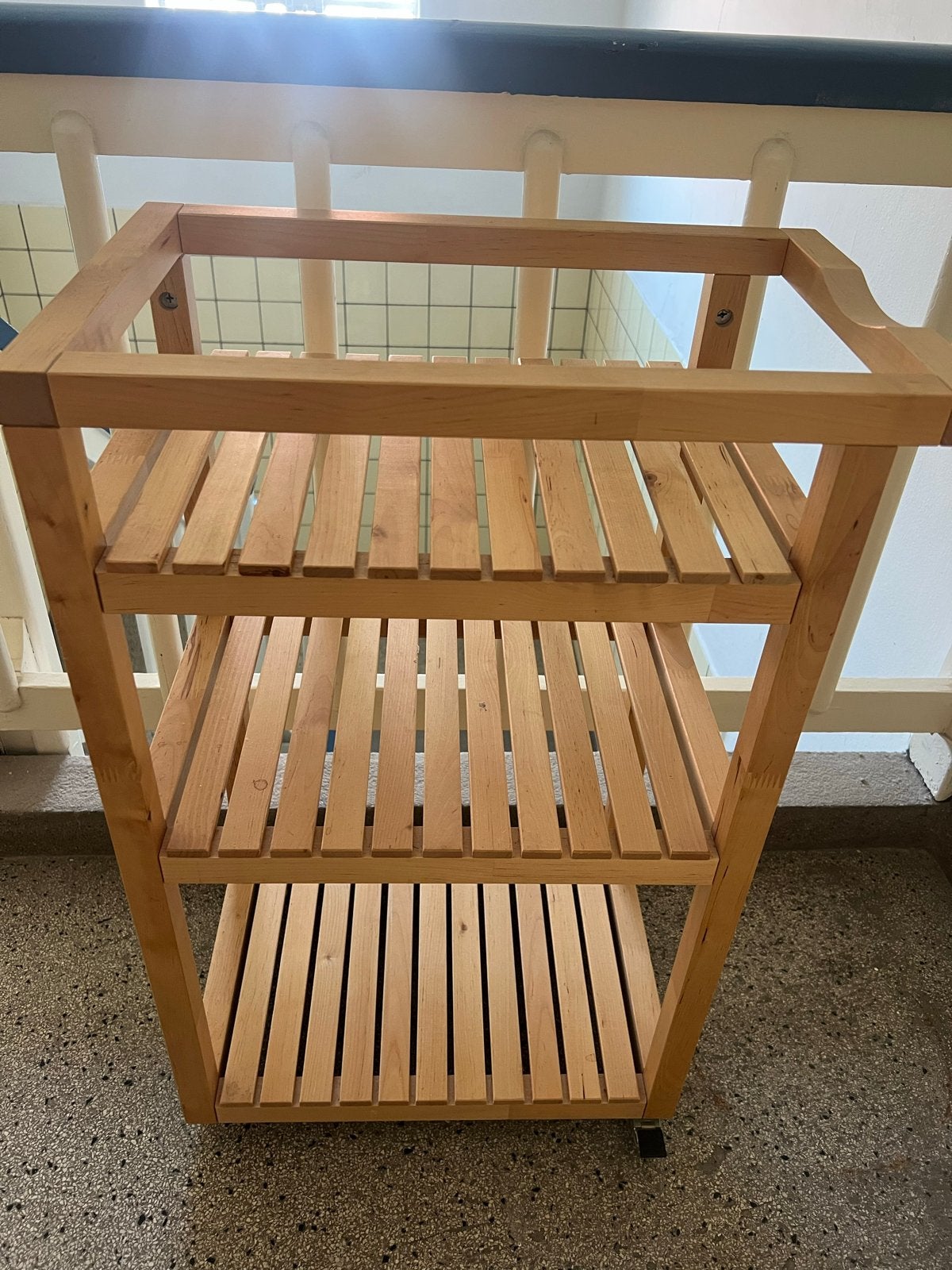 Houten IKEA trolley met 3 planken, Ophalen, Gebruikt