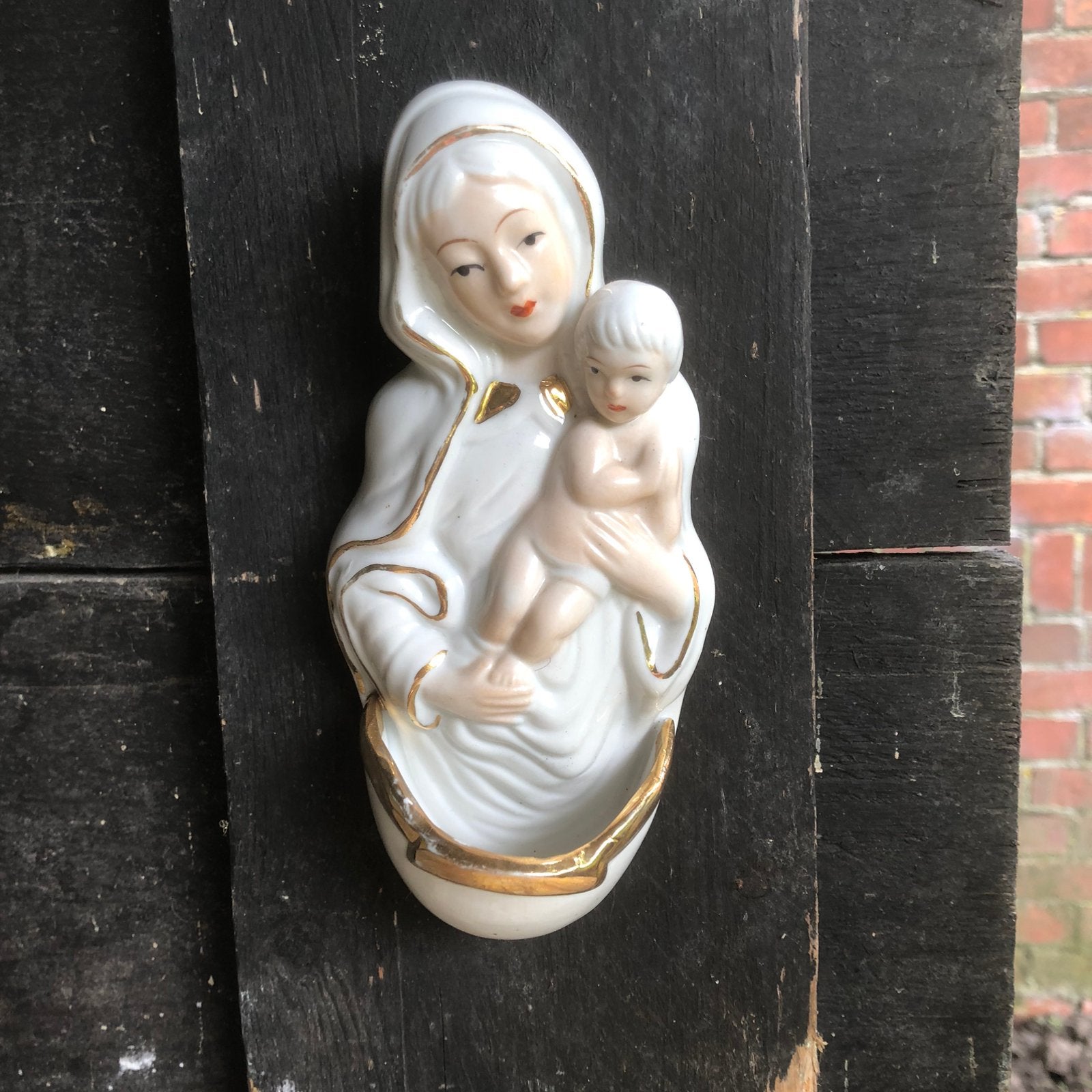 Wijwaterbakje Maria met kindje, Ophalen of Verzenden