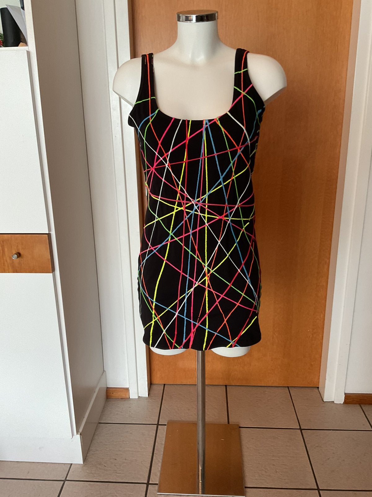 COUCH UK UV Blacklight stretch mini dress maat L, Maat 38/40 (M), Meerkleurig, Ophalen of Verzenden, Zo goed als nieuw