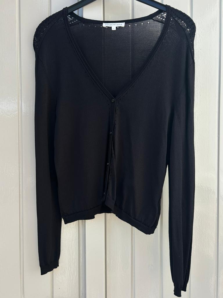 Lief fijngebreid zwart vestje van TRAMONTANA, maat L, Kleding | Dames, Ophalen of Verzenden, Zo goed als nieuw, Zwart