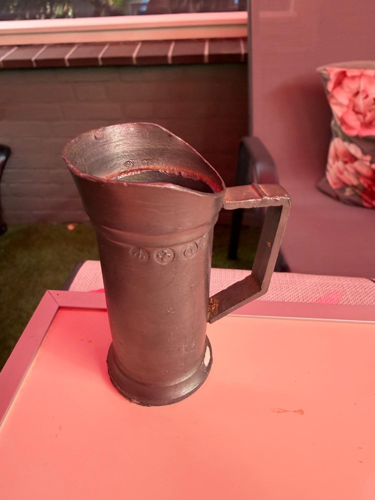Antieke tinnen kan met handvat - Decoratief object, Ophalen