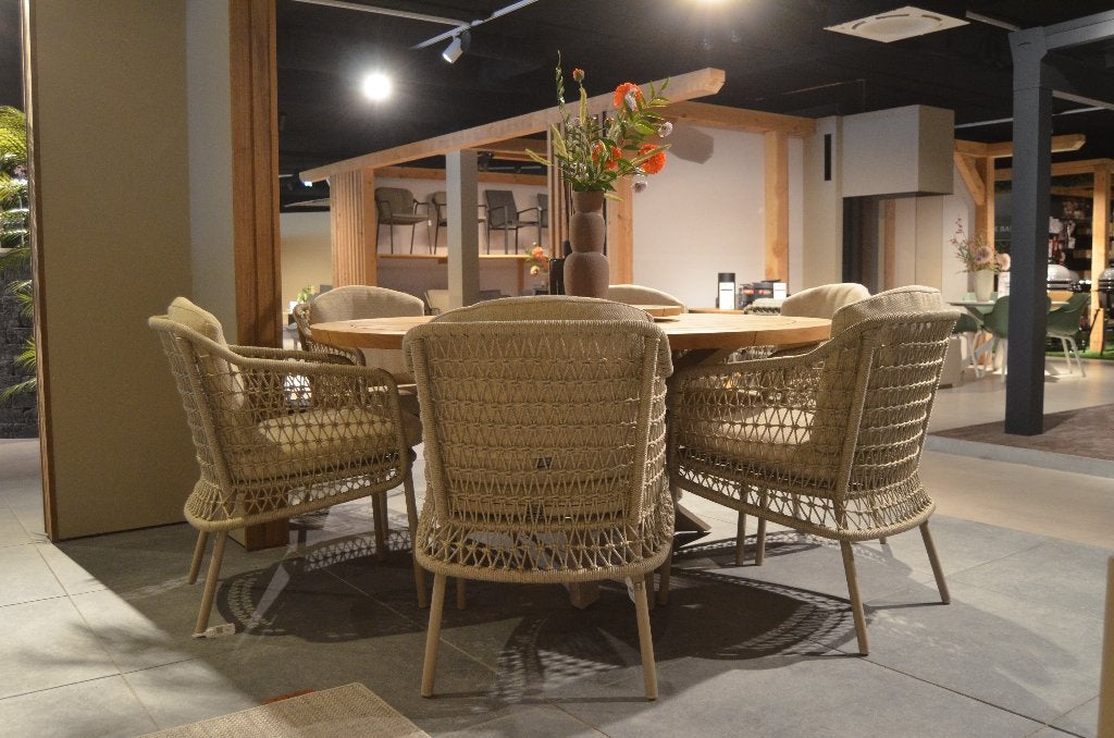 Puccini diningset, 6 zitplaatsen, Ophalen of Verzenden, Zo goed als nieuw, Rvs