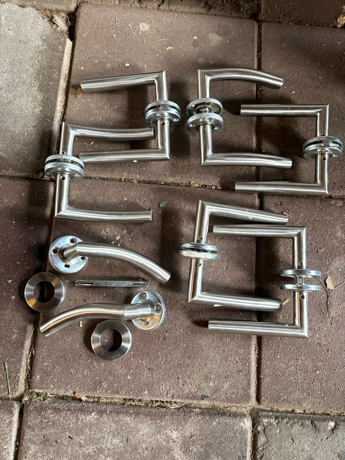 7x set Rvs deurklink, Ophalen, Gebruikt, Rvs, Klink of Kruk