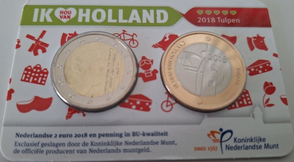 Coincard HCF 2018 - Ik hou van Holland - Tulpen - BU, Verzenden, Overige landen, 2 euro, Setje