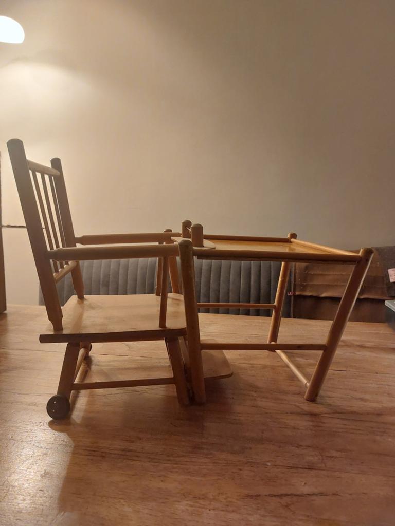 Poppen/kinderstoeltje met telraam Midcentury, Kinderen en Baby's, Speelgoed | Poppen, Ophalen, Zo goed als nieuw, Overige typen