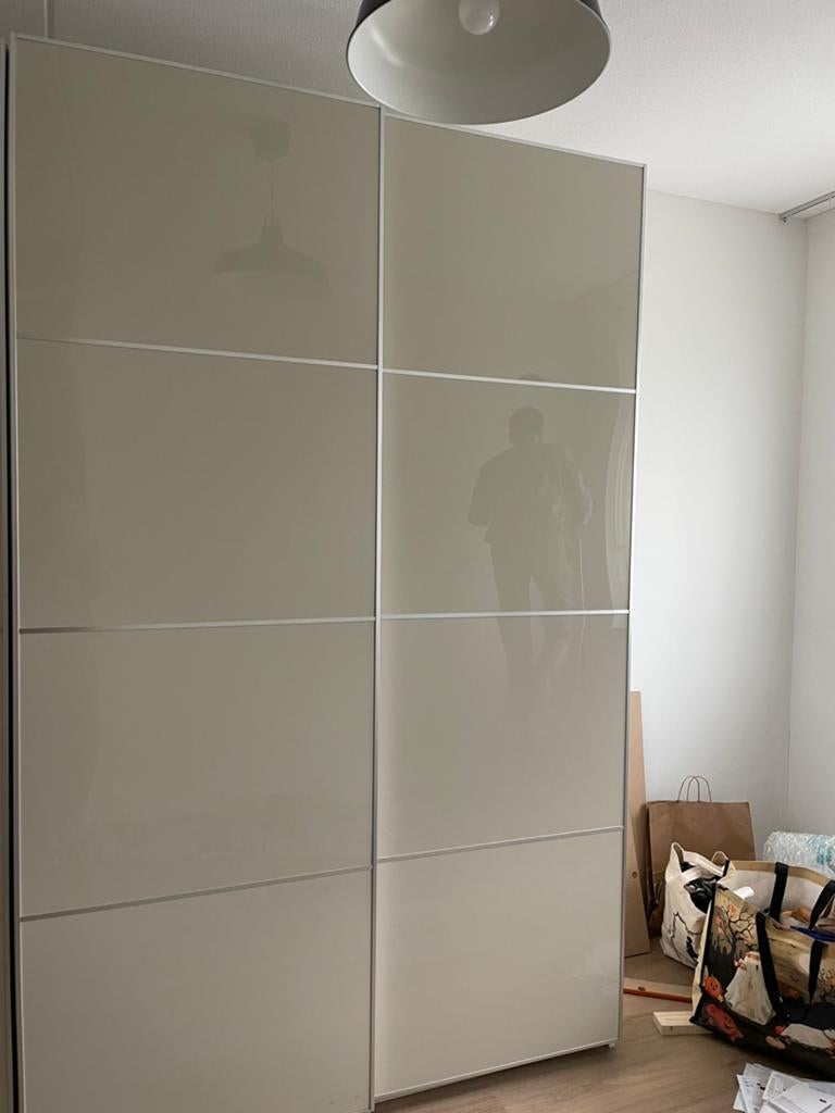 Ikea pax kast met beige schuifdeuren, Ophalen, Gebruikt, 100 tot 150 cm, 200 cm of meer