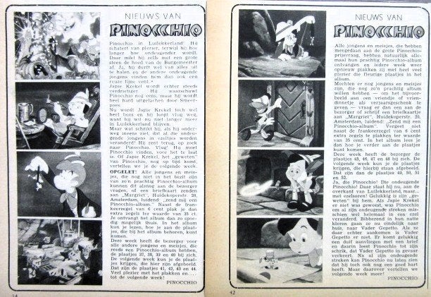 9 vintage advertenties reclames Nieuws Pinocchio 1953 Disney, Ophalen of Verzenden, Gebruikt, Overige typen
