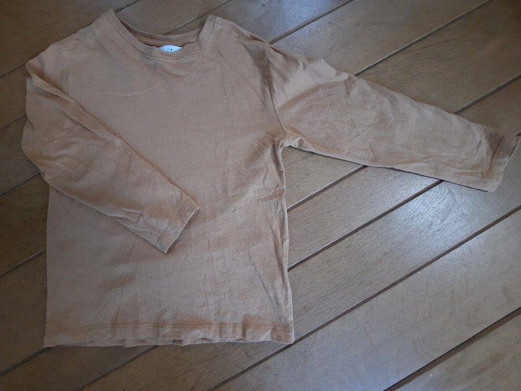 ZARA t- shirt lange mouw geel bruin maat 128, Kinderen en Baby's, Kinderkleding | Maat 128, Meisje, Ophalen of Verzenden, Zo goed als nieuw