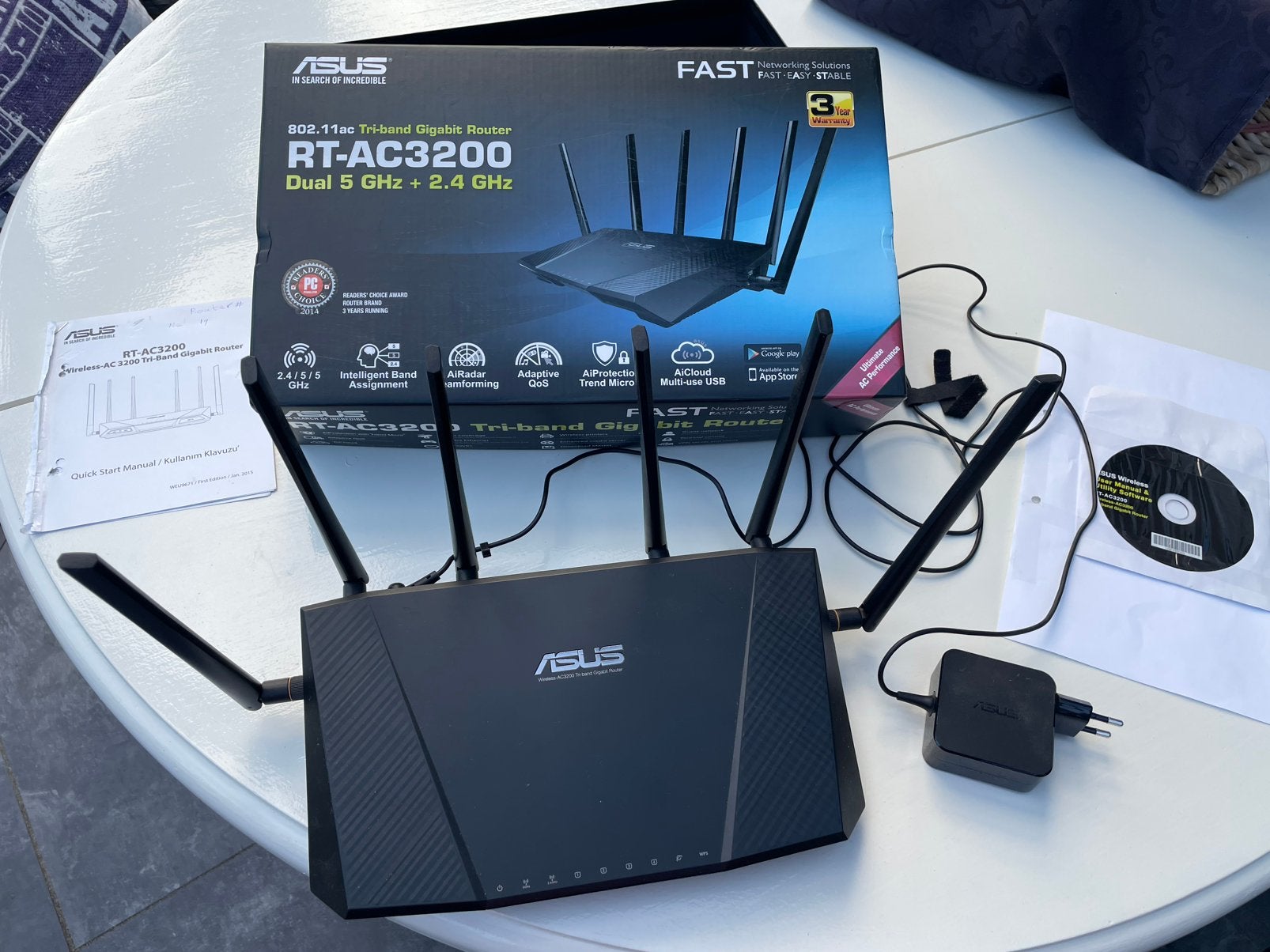 ASUS Wireless-AC3200 Tri-band Gigabit Router RT-AC3200, Ophalen of Verzenden, Zo goed als nieuw