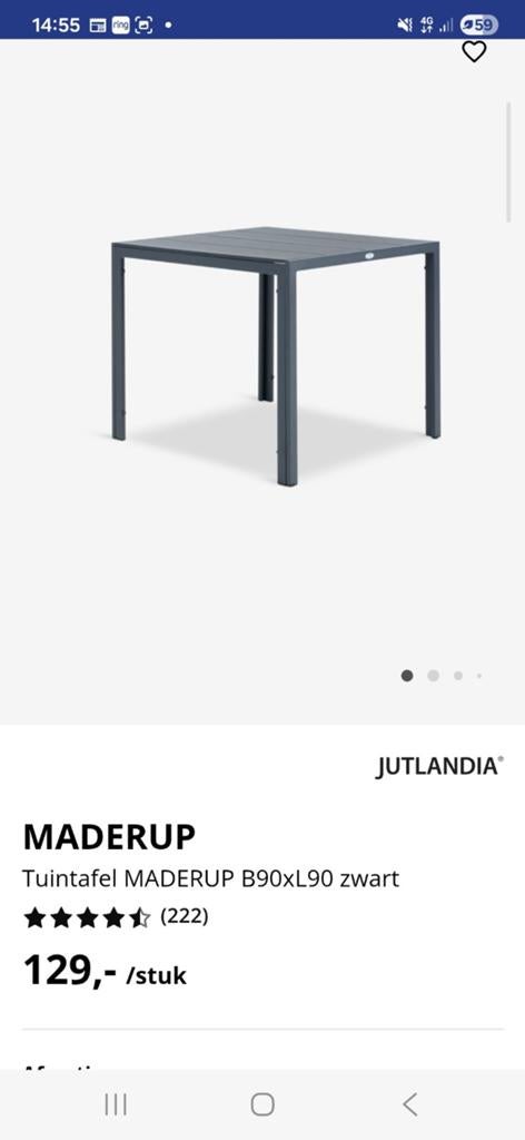 Jysk maderup tuintafel tafel 2 stuks, Ophalen, Gebruikt, Vierkant, Overige materialen