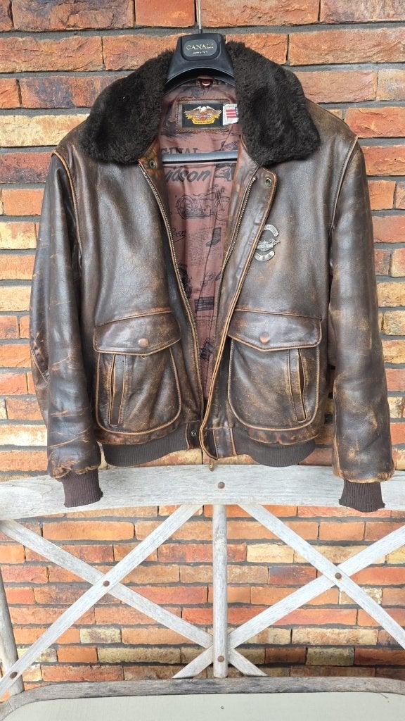Vintage leren Bomber jacket Harley Davidson, Heren, Jas | leer, Harley Davidson, Ophalen of Verzenden