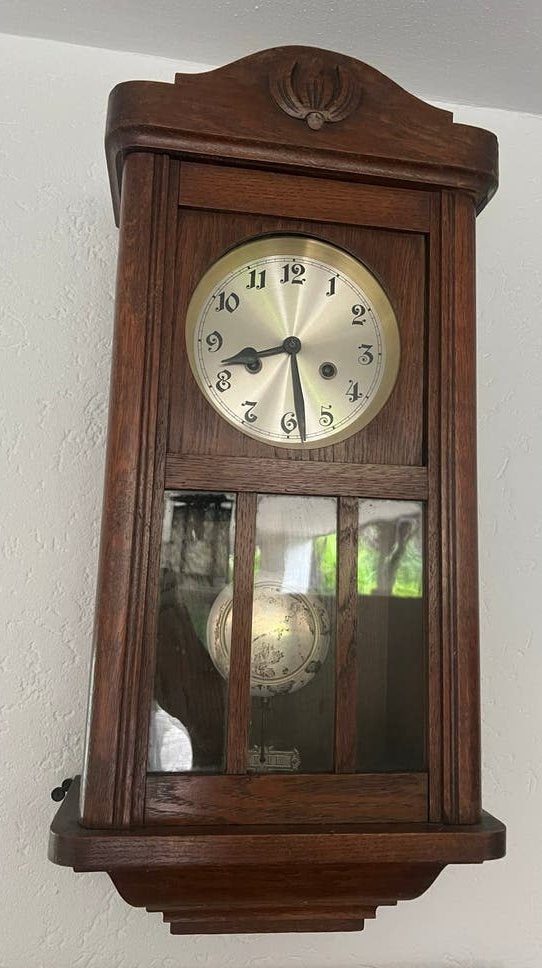 Antieke houten wandklok met slinger, Antiek en Kunst, Antiek | Klokken, Ophalen