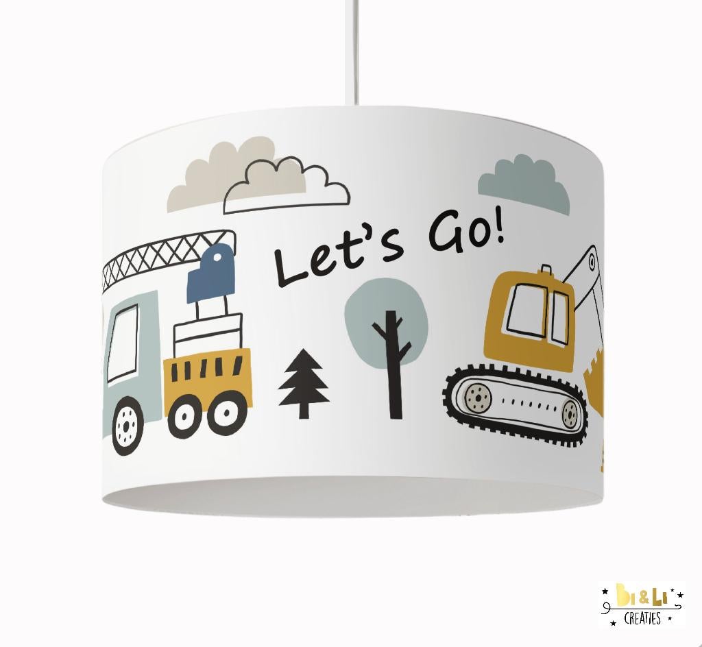 Hanglamp Werkvoertuigen Groot met Tekst Little Dreamzzz, Bi & Li Creaties, Nieuw, Ophalen of Verzenden, Bilicreaties@gmail.com