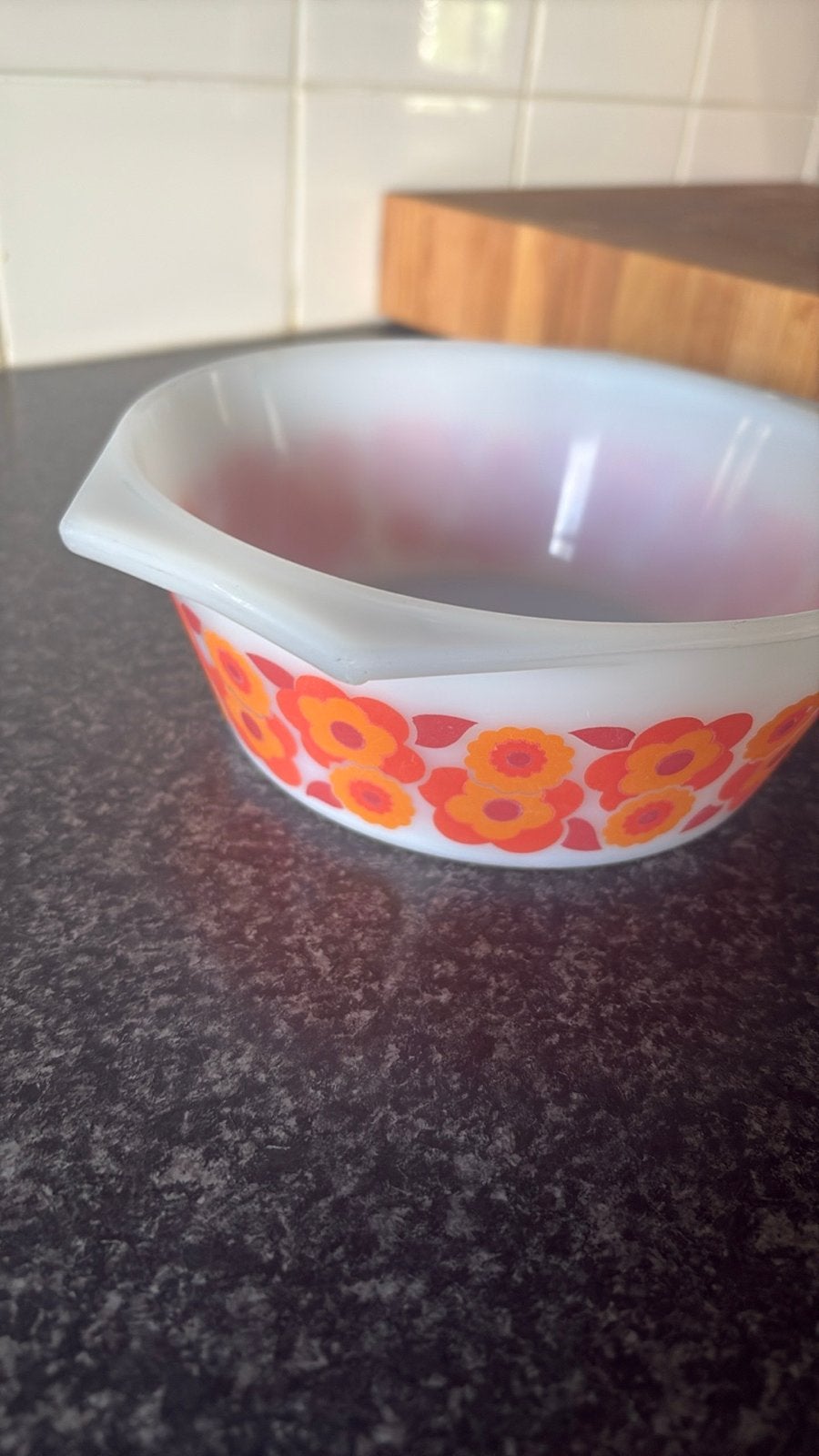 Vintage Pyrex schaal met oranje bloemenpatroon, Ophalen