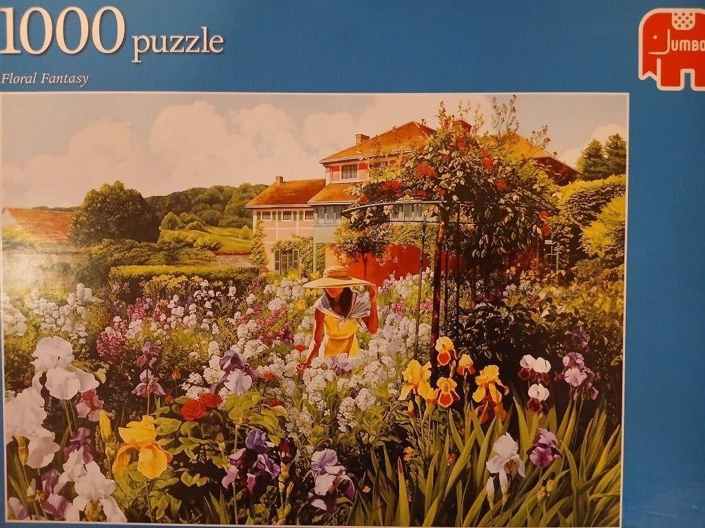 Jumbo 1000 stukjes puzzel - Floral Fantasy, Ophalen of Verzenden, 500 t/m 1500 stukjes, Gebruikt, Legpuzzel