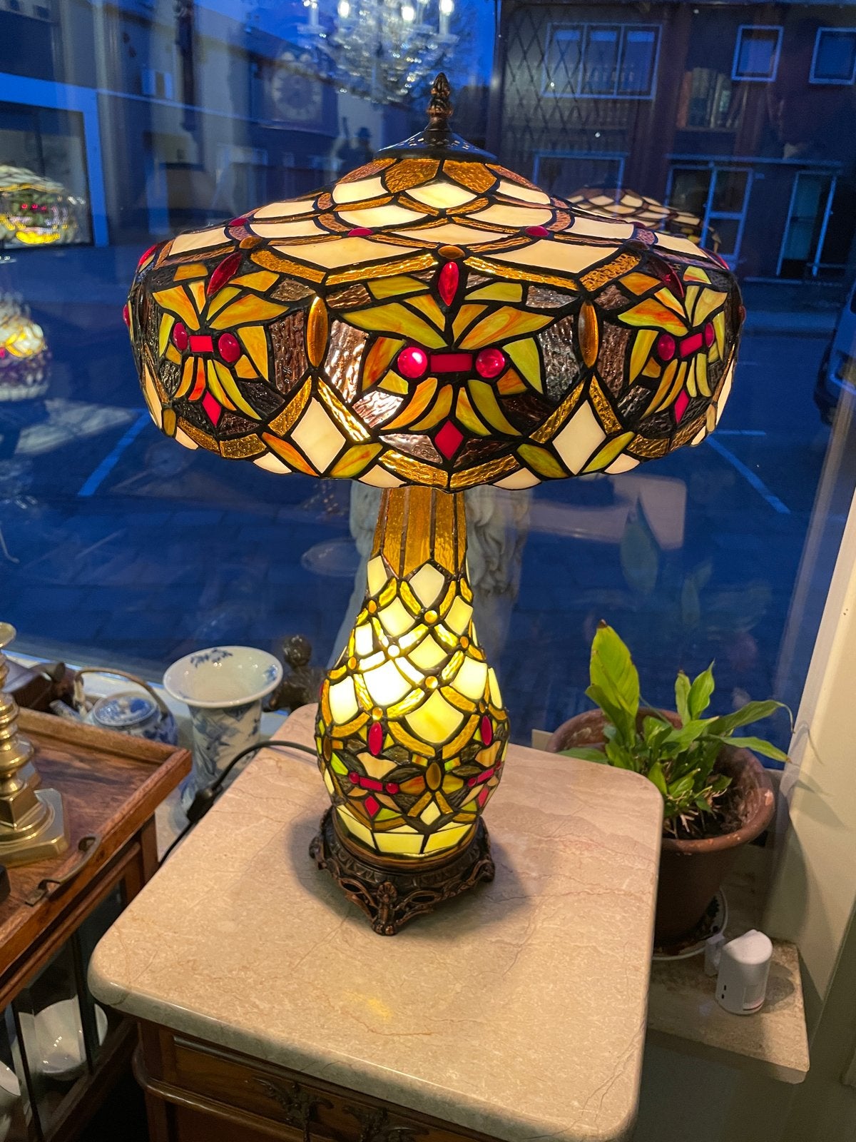 Set van 2 Tiffany lampen - Paddenstoelmodel, Antiek en Kunst, Ophalen