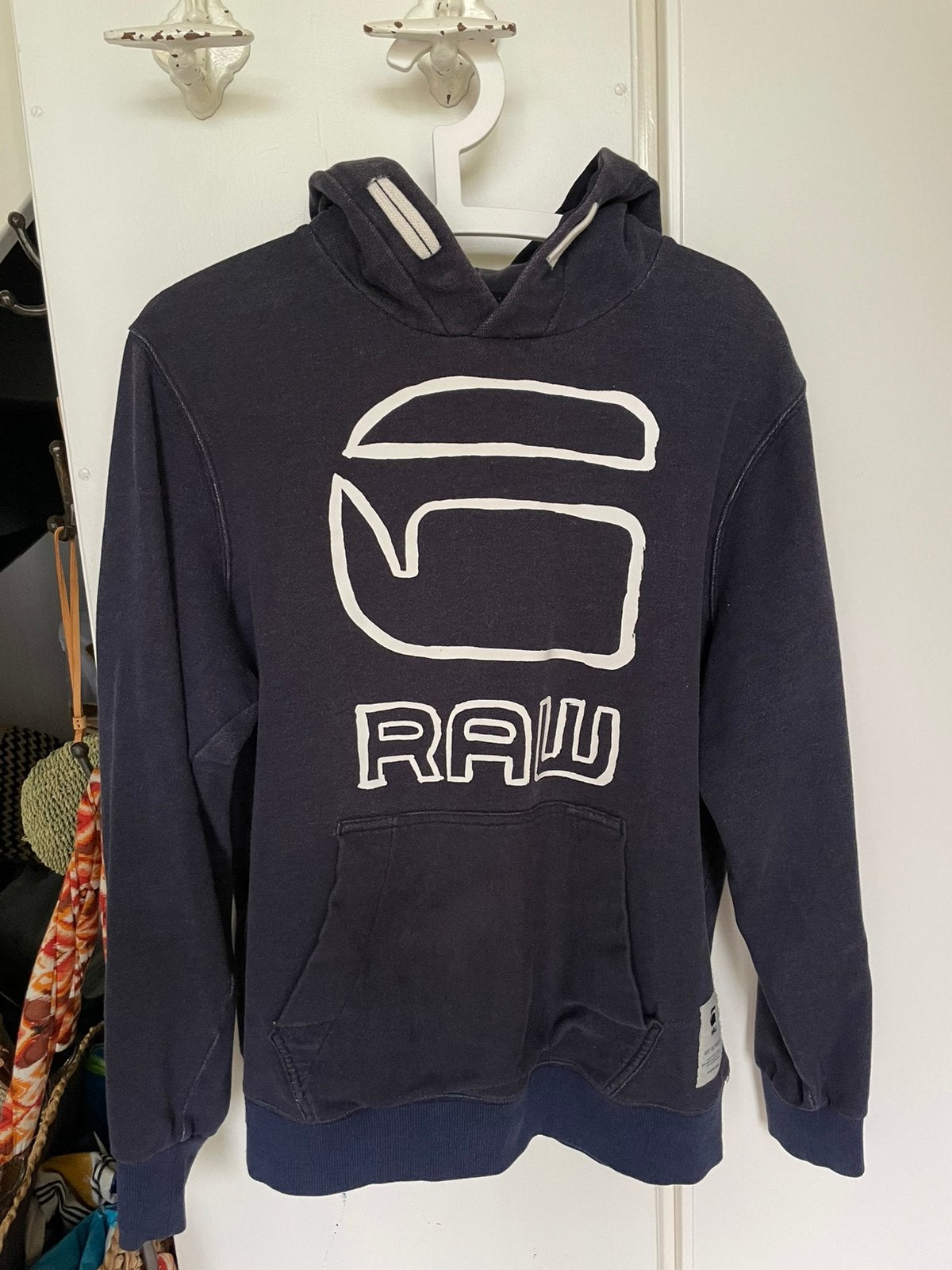 G-star Raw heren hoodie in maat l, donkerblauw, Ophalen of Verzenden, Gedragen, Blauw