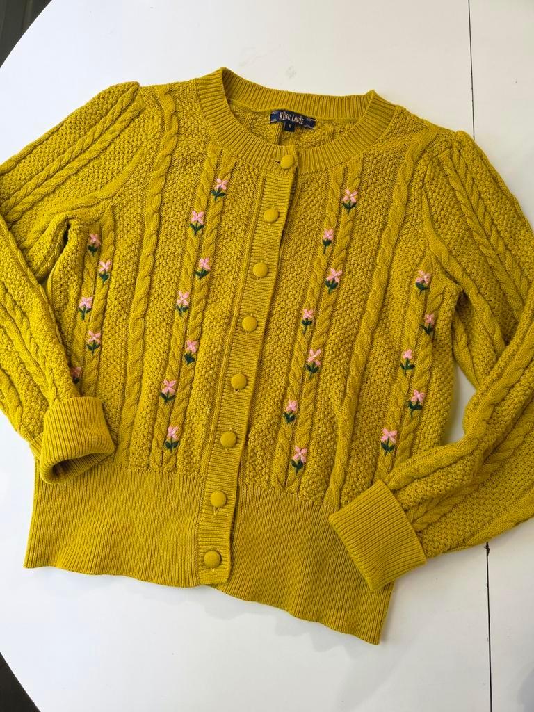 King Louie Vest Lime Groen/Mosterdgeel Katoen, Kleding | Dames, Truien en Vesten, Maat 38/40 (M), Geel, Ophalen of Verzenden, Zo goed als nieuw