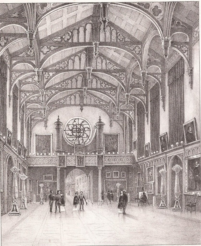 De Gothische zaal te 's Gravenhage ca. 1850 litho, 1800 - 1899, 17 cm, Ophalen of Verzenden, Blanco verso