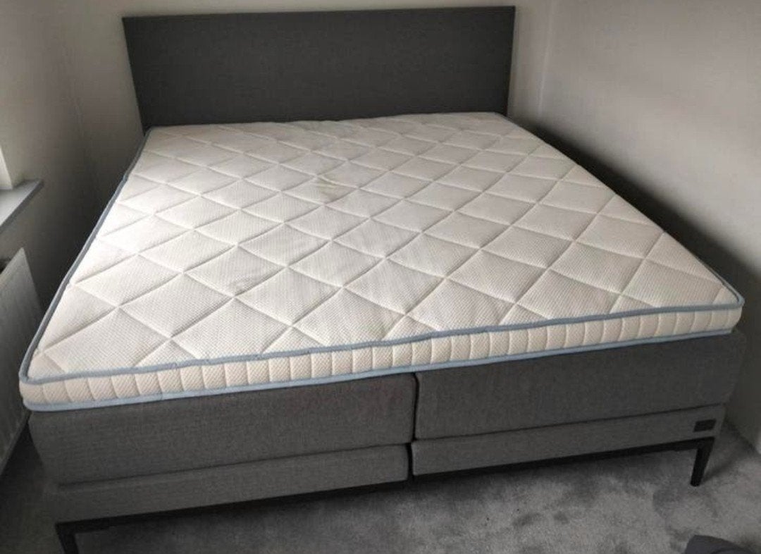 Antraciete boxspring van Swiss Sense ZONDER topper, Ophalen, Tweepersoons, Zo goed als nieuw, 180 cm