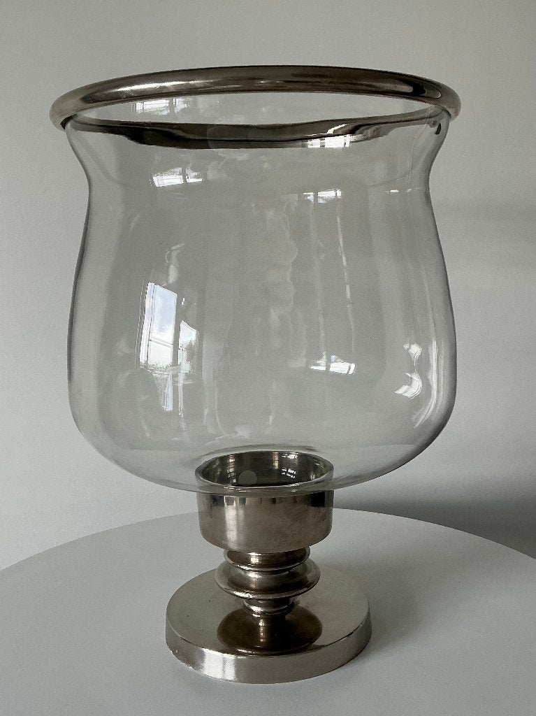 groot windlicht op Alu standaard, Colmore Hurricane,, Windlicht, Ophalen of Verzenden, Colmore, Glas