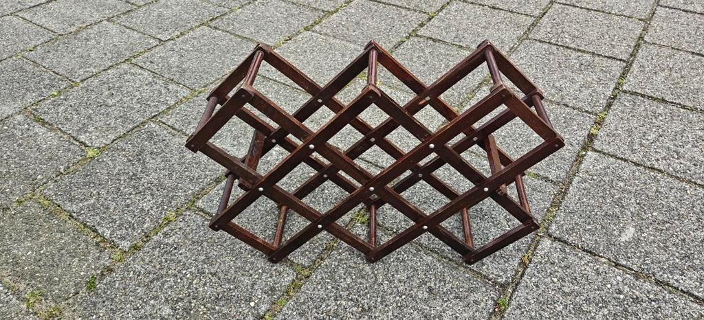 Opvouwbaar houten wijnrek voor 10 flessen, Ophalen, Gebruikt, Hout, 5 tot 15 flessen