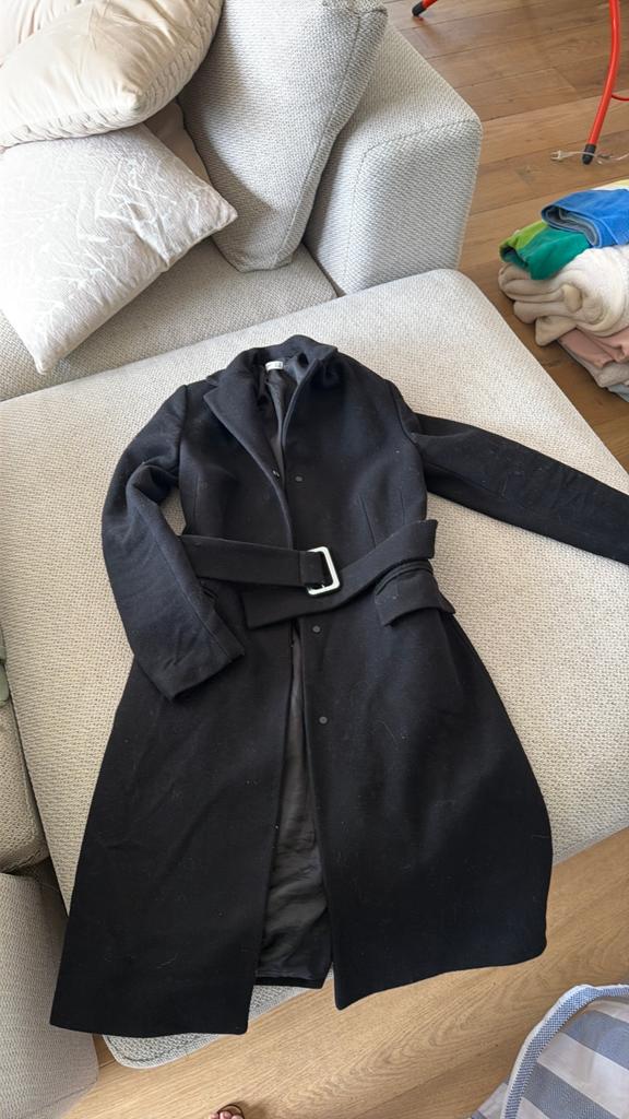 Mango zwarte wollen jas XS, Kleding | Dames, Jassen | Winter, Ophalen of Verzenden, Gedragen, Maat 34 (XS) of kleiner, Zwart