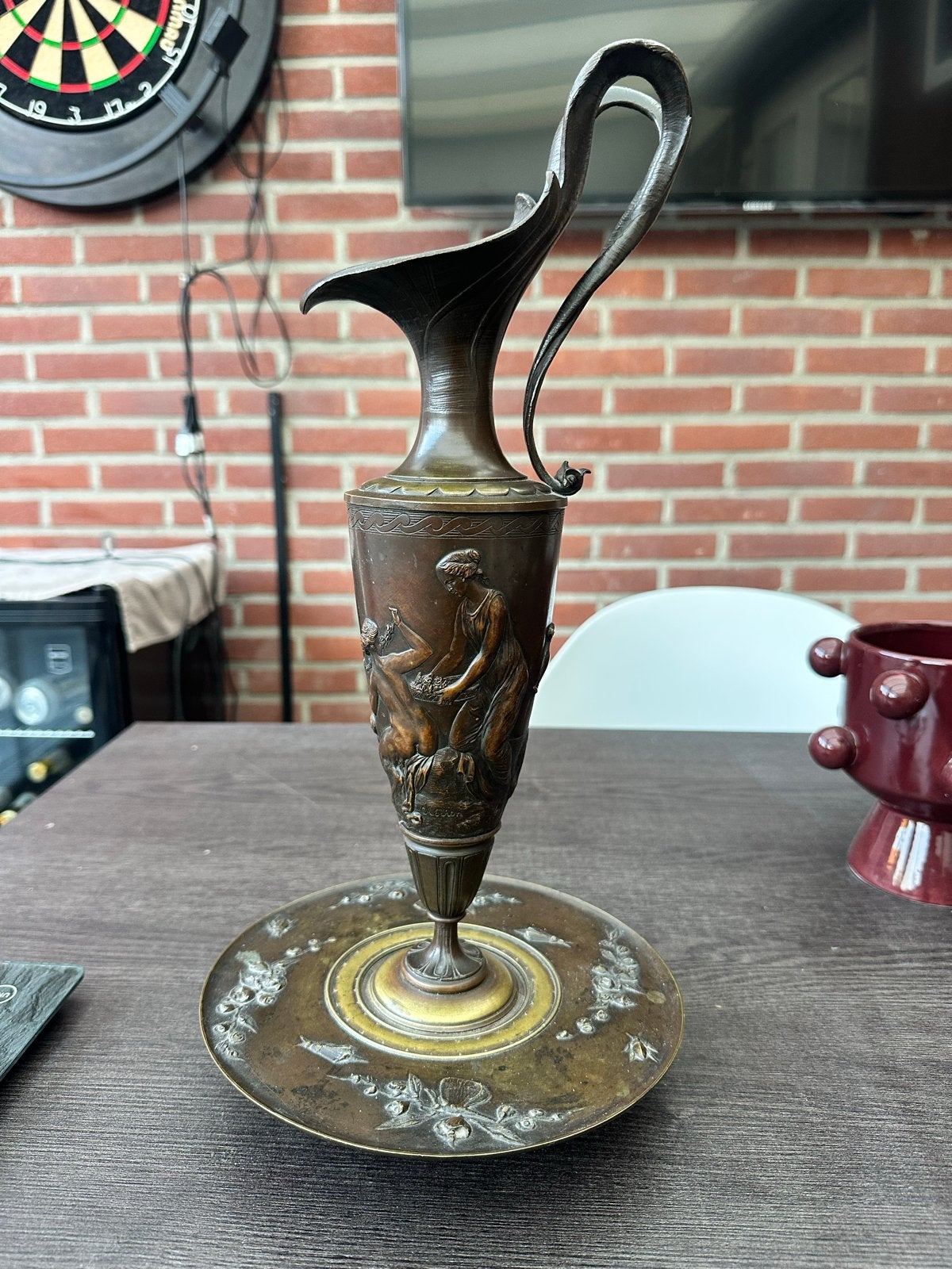 Antieke bronzen kan, gesigneerd Clodion, ca. 1890, Antiek en Kunst, Ophalen