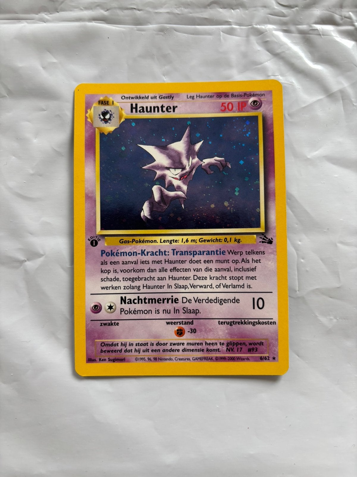 Pokémon Haunter – Fossil 1st Edition Holo – 6/62 – Dutch, Ophalen of Verzenden, Zo goed als nieuw