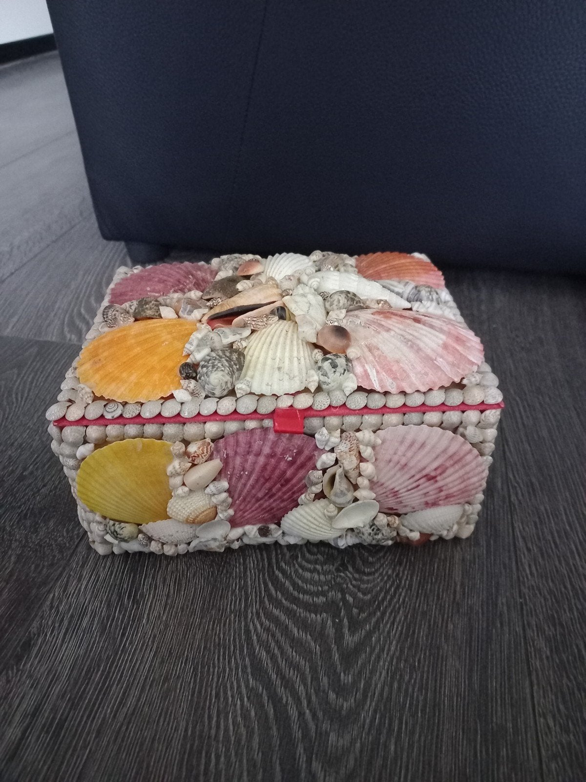 Decoratieve schelpen doos - 15x22cm, Ophalen of Verzenden, Gebruikt, Minder dan 50 cm