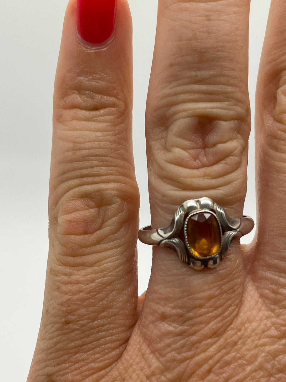 E963 Prachtige zilveren art deco ring maat 18,5, Ophalen of Verzenden, Zilver, Ring, Met edelsteen