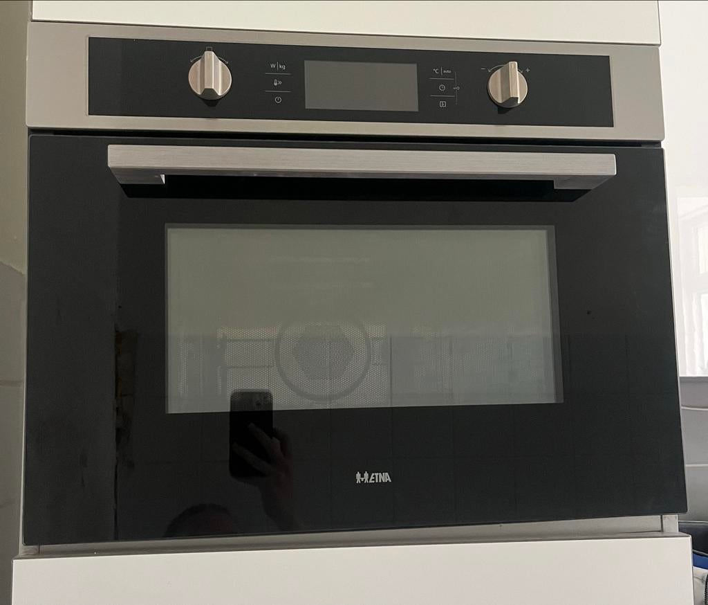 ETNA CM444rvs Combimagnetron - Zo goed als nieuw, Combimagnetron, 60 cm of meer, Grill, Ophalen of Verzenden